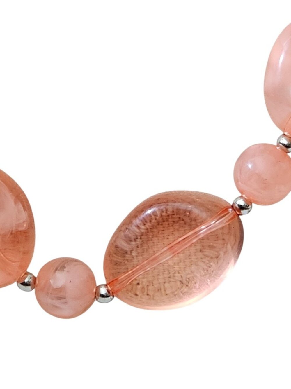 Handmade Pink Beaded Necklace Chunky Statement Acrylic Glass Beads Boho - Picture 2 of 10